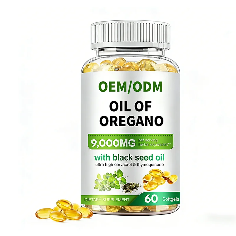 Private Label Black Seed Oil & Oregano Oil with Vitamin D3 Softgels Natural Immune Booster Bulk Capsules for Wholesale