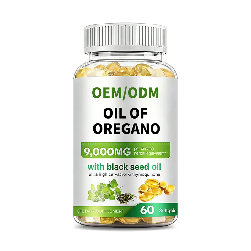 Private Label Black Seed Oil & Oregano Oil with Vitamin D3 Softgels Natural Immune Booster Bulk Capsules for Wholesale