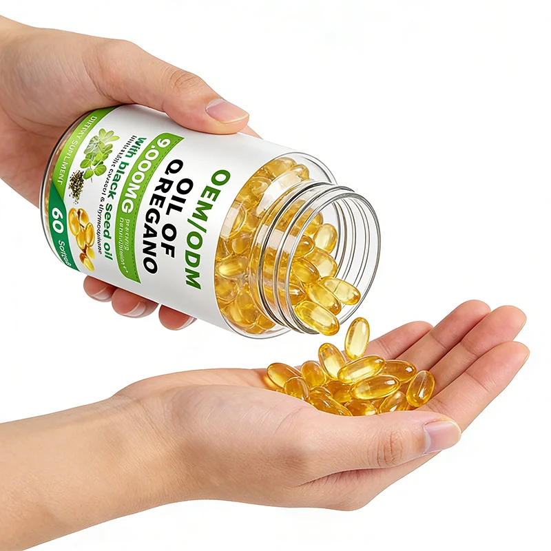 Private Label Black Seed Oil & Oregano Oil with Vitamin D3 Softgels Natural Immune Booster Bulk Capsules for Wholesale