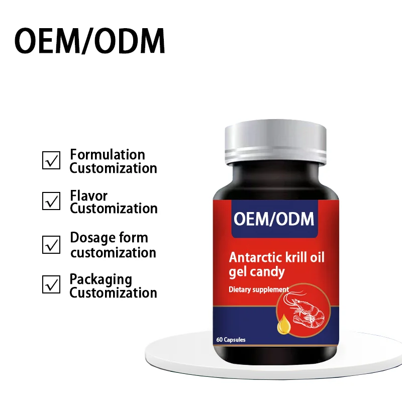 OEM High Quality Softgel Krill Oil Supplements Antarctic Krill Animal Extract with Omega-3 DHA Food Supplements
