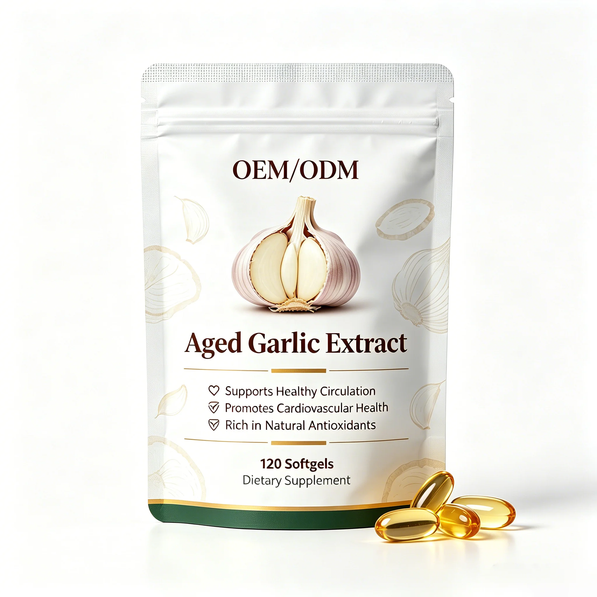Factory Wholesale Natural Garlic Extract Odorless Aged Garlic Extract Softgels Heart & Immune Support OEM Available