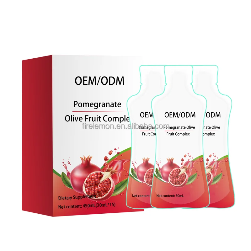 Private Label Collagen Infused Drink Antioxidant Supplement Natural Ingredients Pomegranate Juice Olive Powder for Skin Health