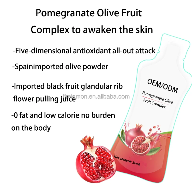 Private Label Collagen Infused Drink Antioxidant Supplement Natural Ingredients Pomegranate Juice Olive Powder for Skin Health