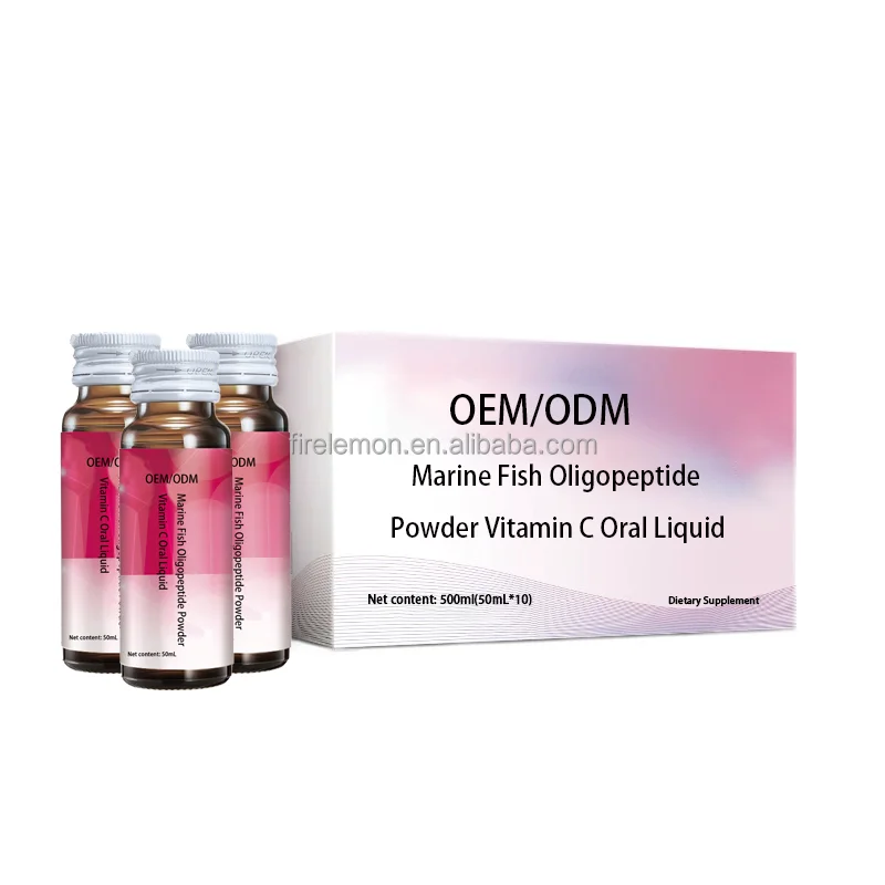OEM/ODM Premium Marine Fish Oligopeptide Powder with Vitamin C and E Oral Liquid Skin Hydration Elasticity Supplement