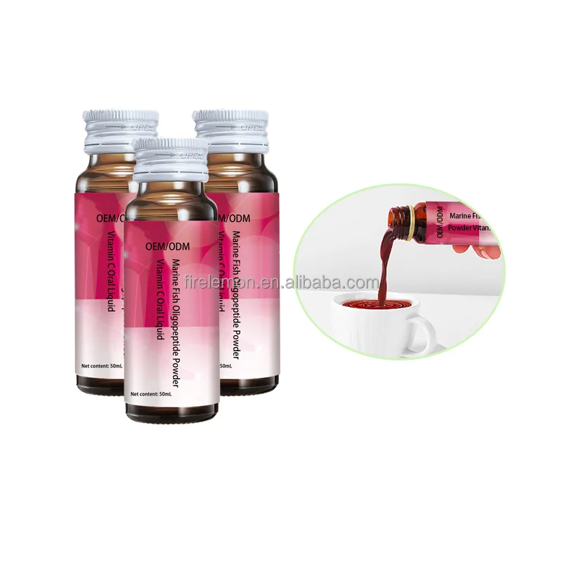 OEM/ODM Premium Marine Fish Oligopeptide Powder with Vitamin C and E Oral Liquid Skin Hydration Elasticity Supplement