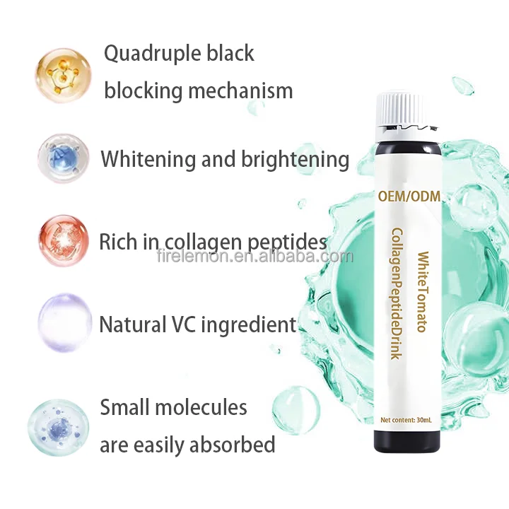 OEM/ODM Premium Collagen Peptide Drink 6000mg With Vitamin C Niacinamide White Tomato for Skin Glow