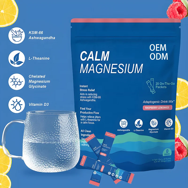 OEM Custom Magnesium Relaxation Instant Drink Powder Sports Energy Recovery Electrolyte Powder Sachets Dietary Supplement