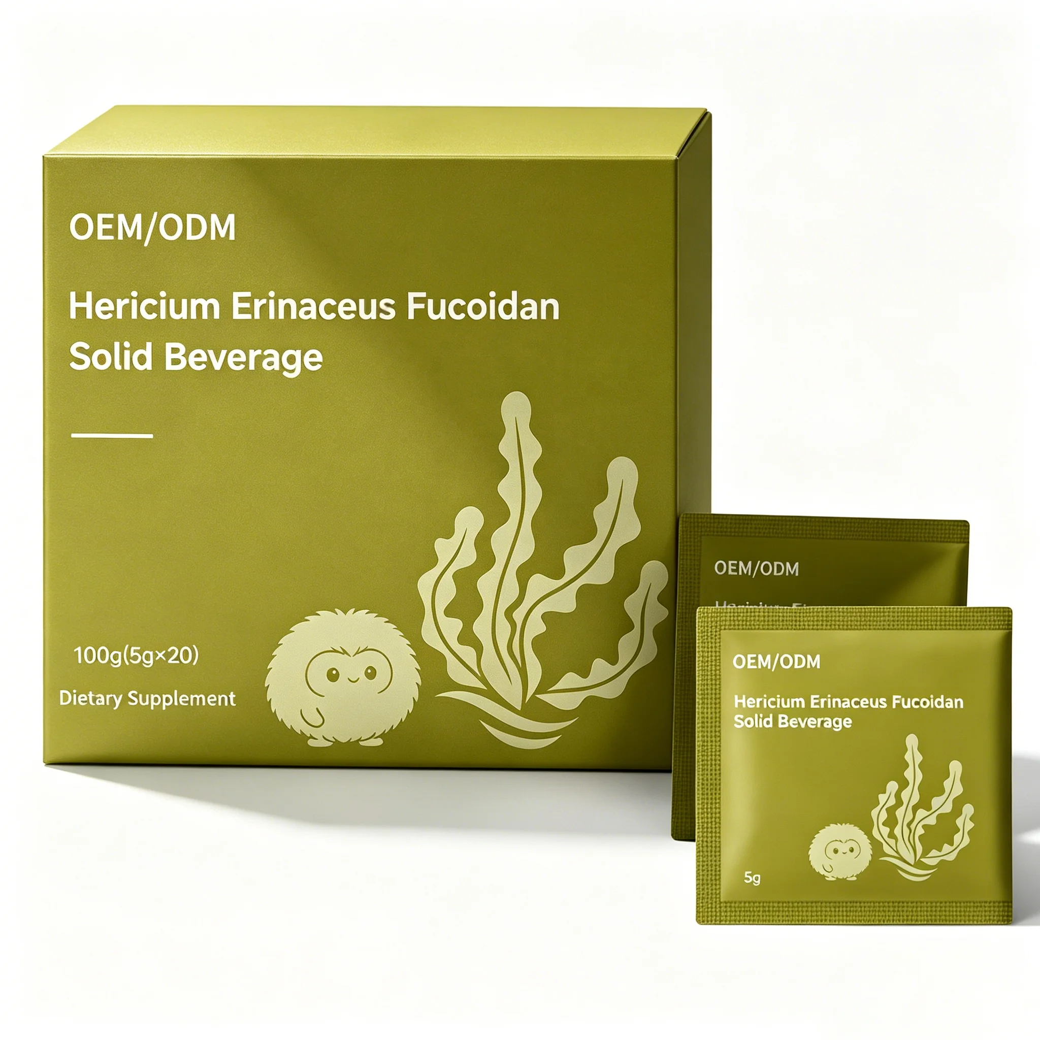 OEM Fucoidan Lion's Mane Mushroom Powder Supports Gastric Mucosa Health & Digestive with Collagen Peptides Prebiotics Supplement