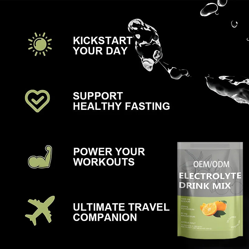 OEM Portable Vegan Electrolyte Powder Packets Quick Hydration Support Electrolyte Balance for Adults Sports Supplement