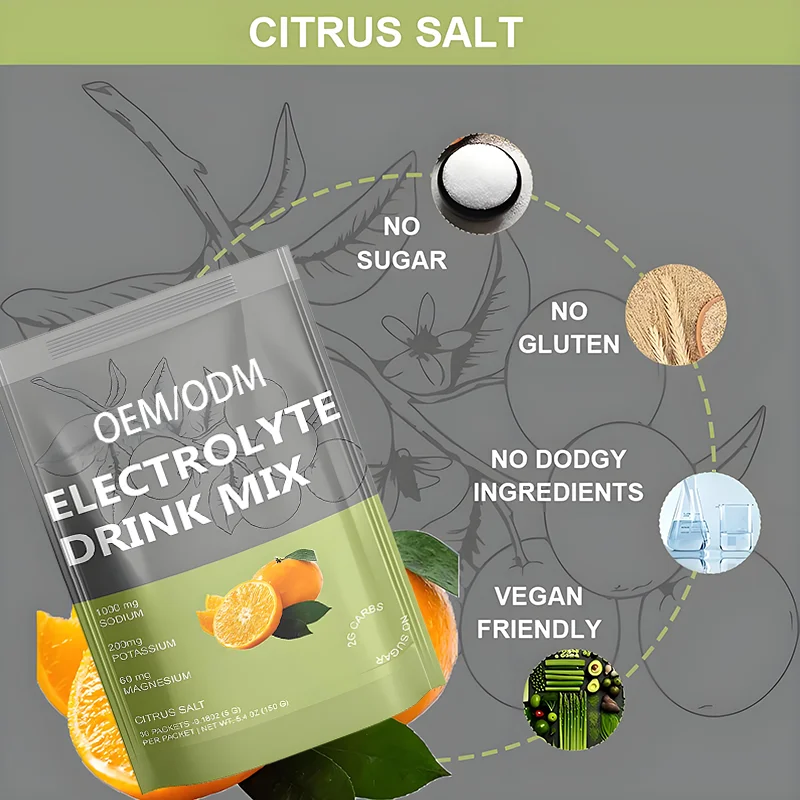 OEM Portable Vegan Electrolyte Powder Packets Quick Hydration Support Electrolyte Balance for Adults Sports Supplement