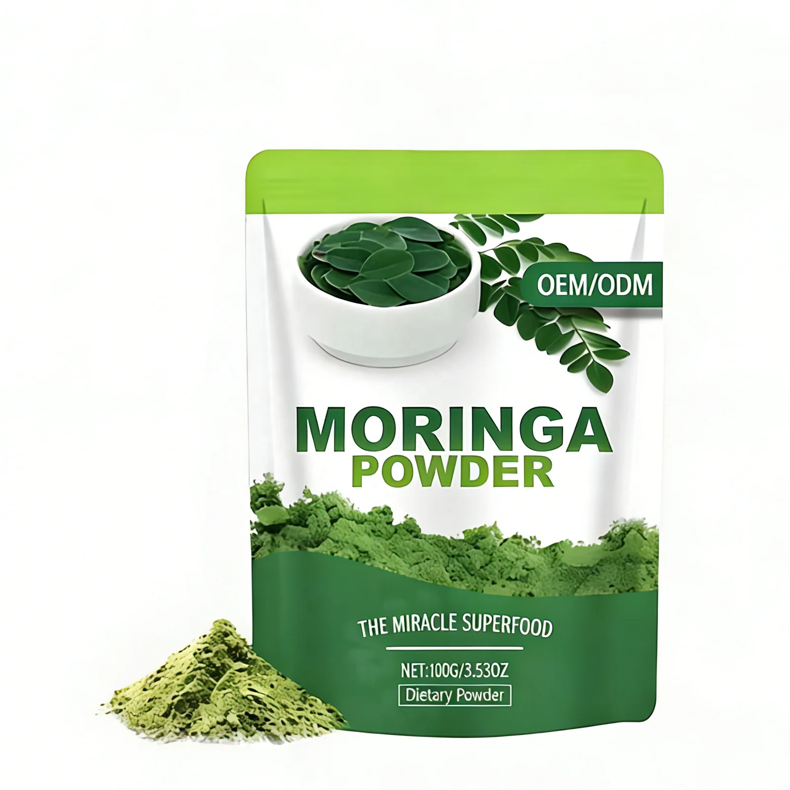 OEM Moringa Leaf Powder Rich in Antioxidants & Immune Vitamins Green Superfoods Vegan Perfect for Smoothies Drinks Tea