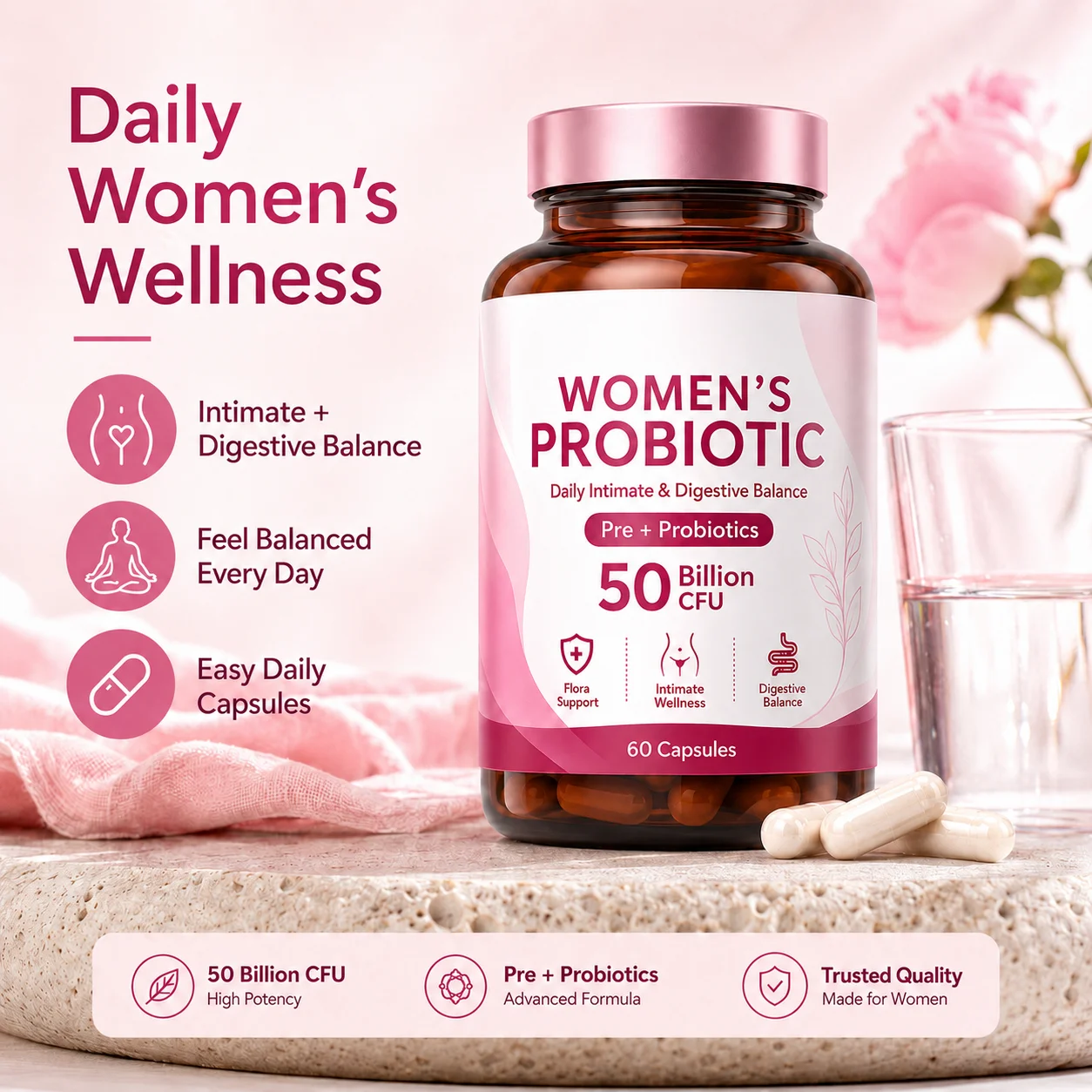 Greenpie OEM Probiotics Women Capsules Gut Health Naturally Vaginal Health Mood Emotional Wellness Probiotics Capsules