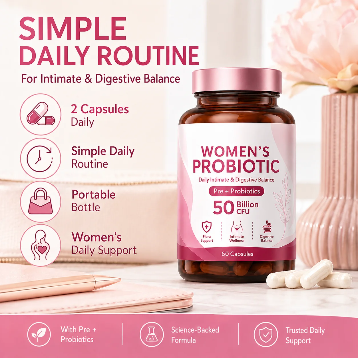 Greenpie OEM Probiotics Women Capsules Gut Health Naturally Vaginal Health Mood Emotional Wellness Probiotics Capsules