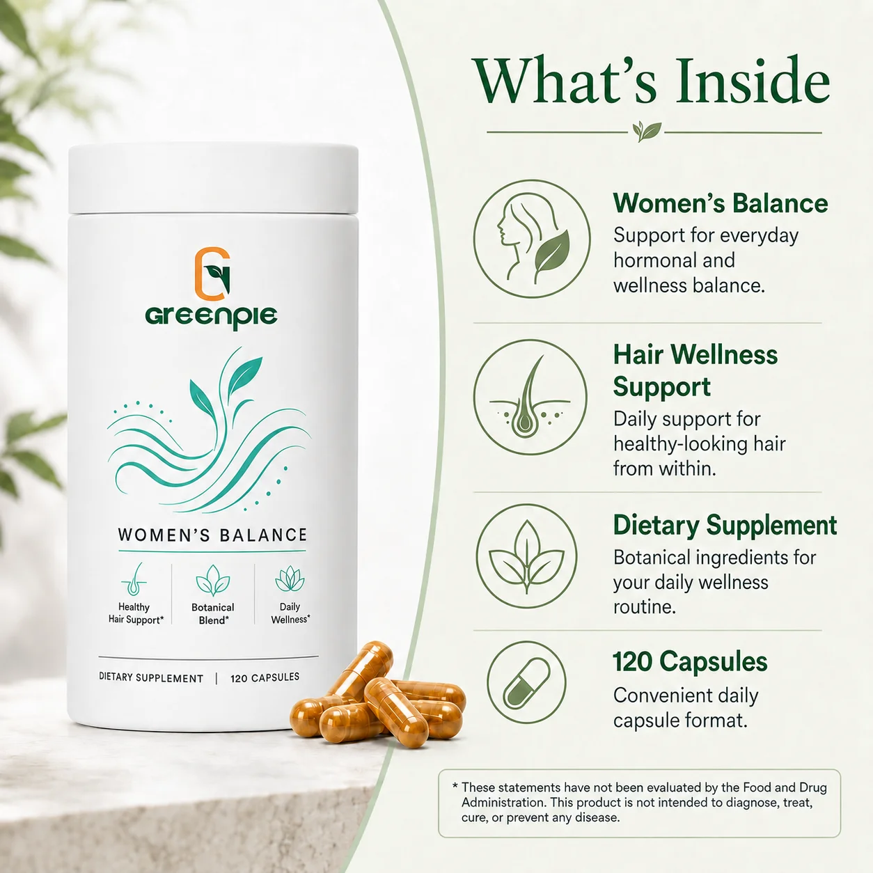 Greenpie GMP Factory Hair Vitamins Biotin Bioactive Keratin Hair Growth Supplements Women's Balance Capsules