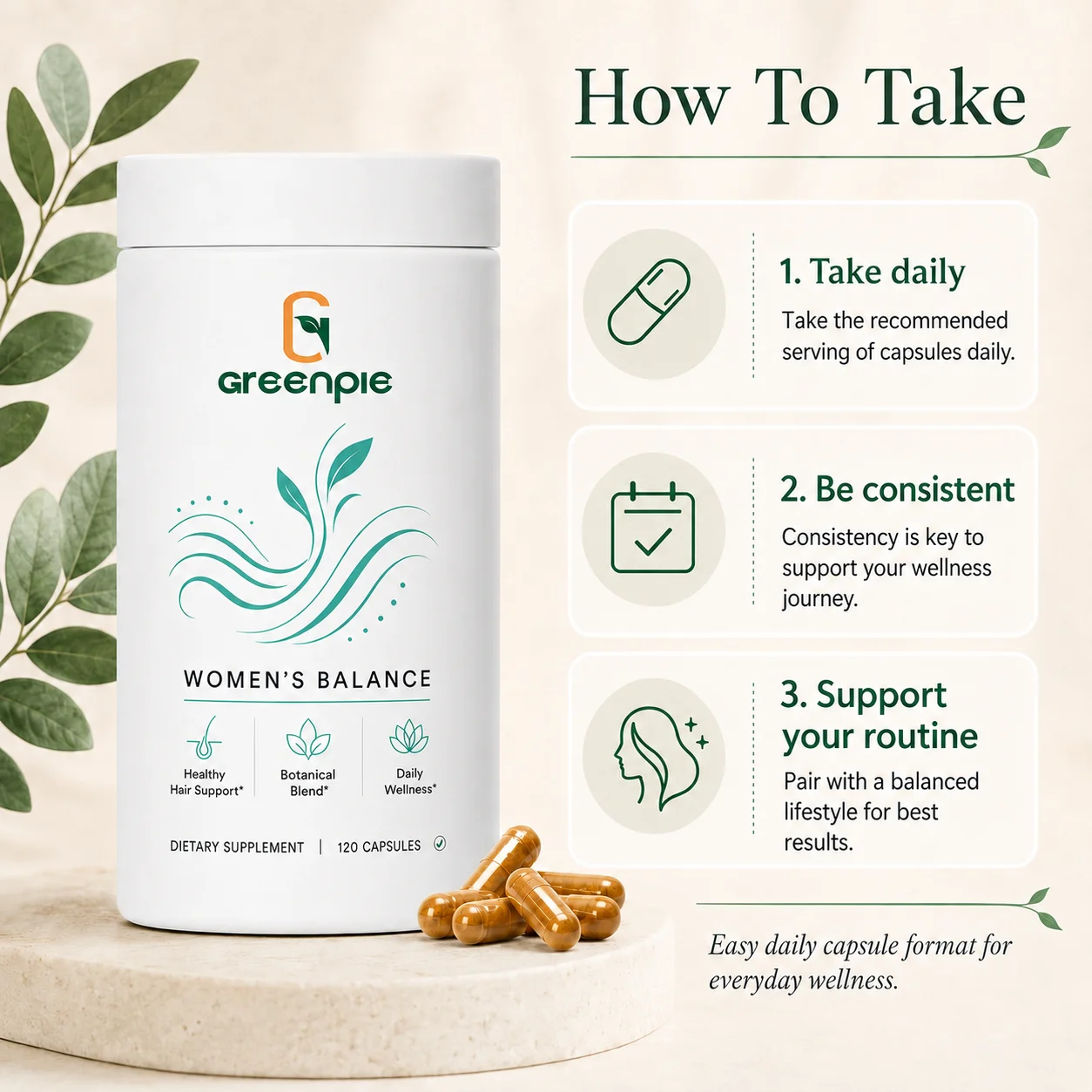 Greenpie GMP Factory Hair Vitamins Biotin Bioactive Keratin Hair Growth Supplements Women's Balance Capsules
