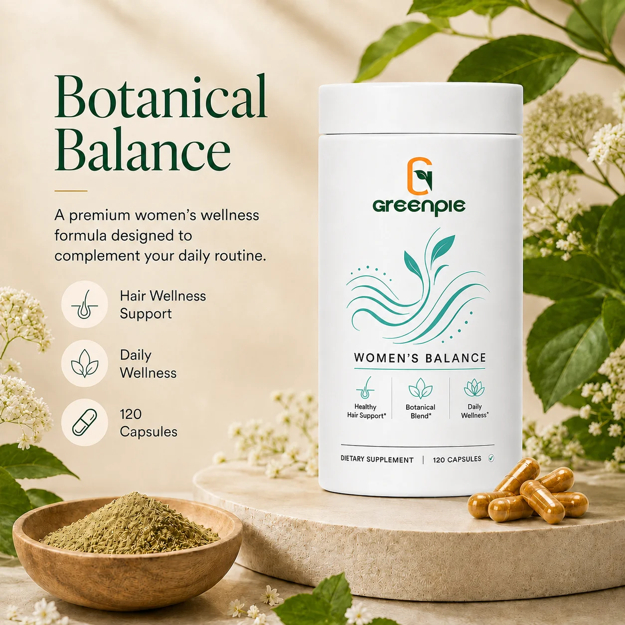 Greenpie GMP Factory Hair Vitamins Biotin Bioactive Keratin Hair Growth Supplements Women's Balance Capsules