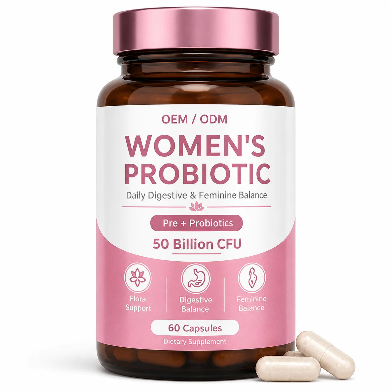 Greenpie Private Label OEM Women's Probiotic Capsules Prebiotic Vaginal Probiotics Capsules Supplement
