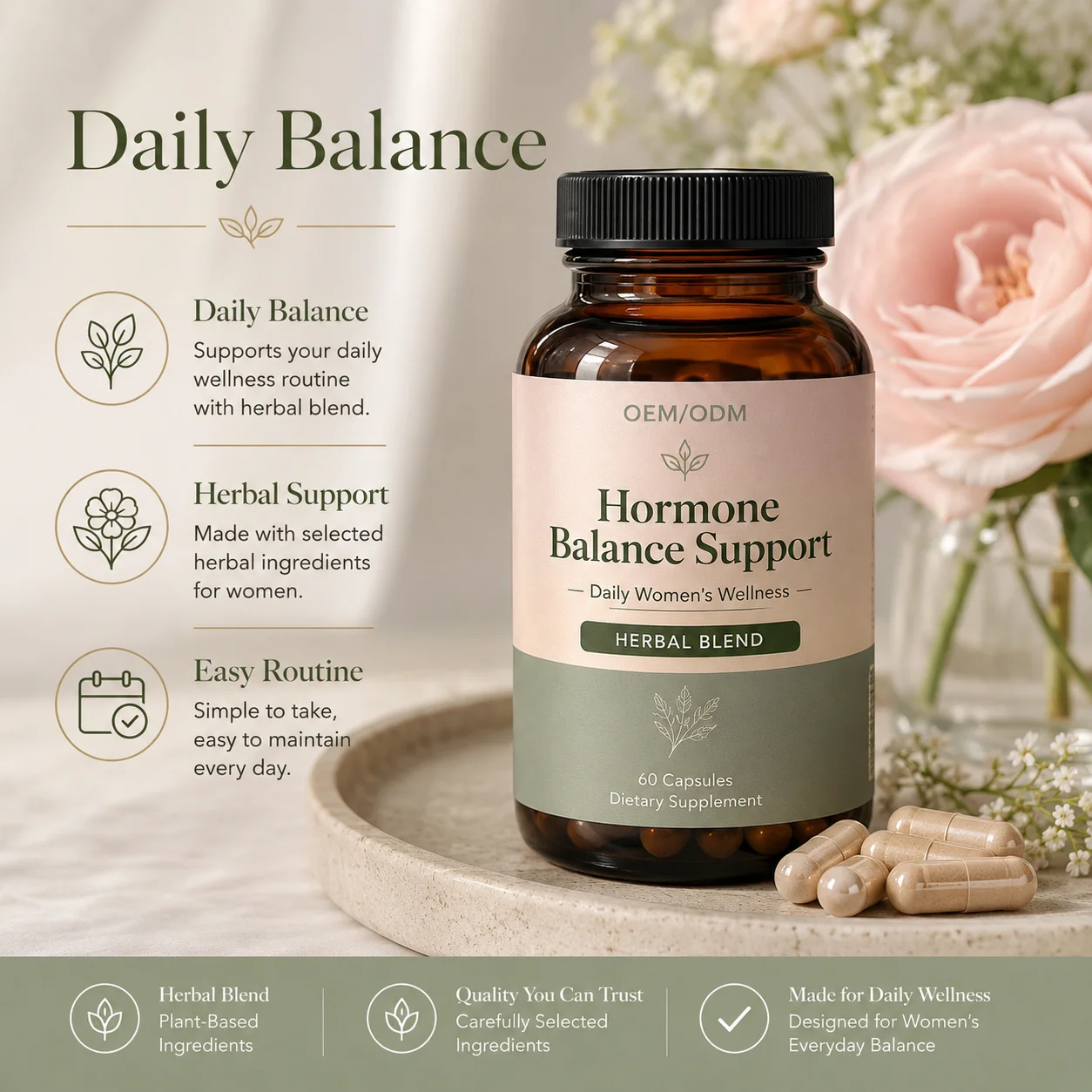Greenpie OEM Private Label Natural Hormone Balance Capsules Adult Women Maintain Hormone PH Balance Capsules