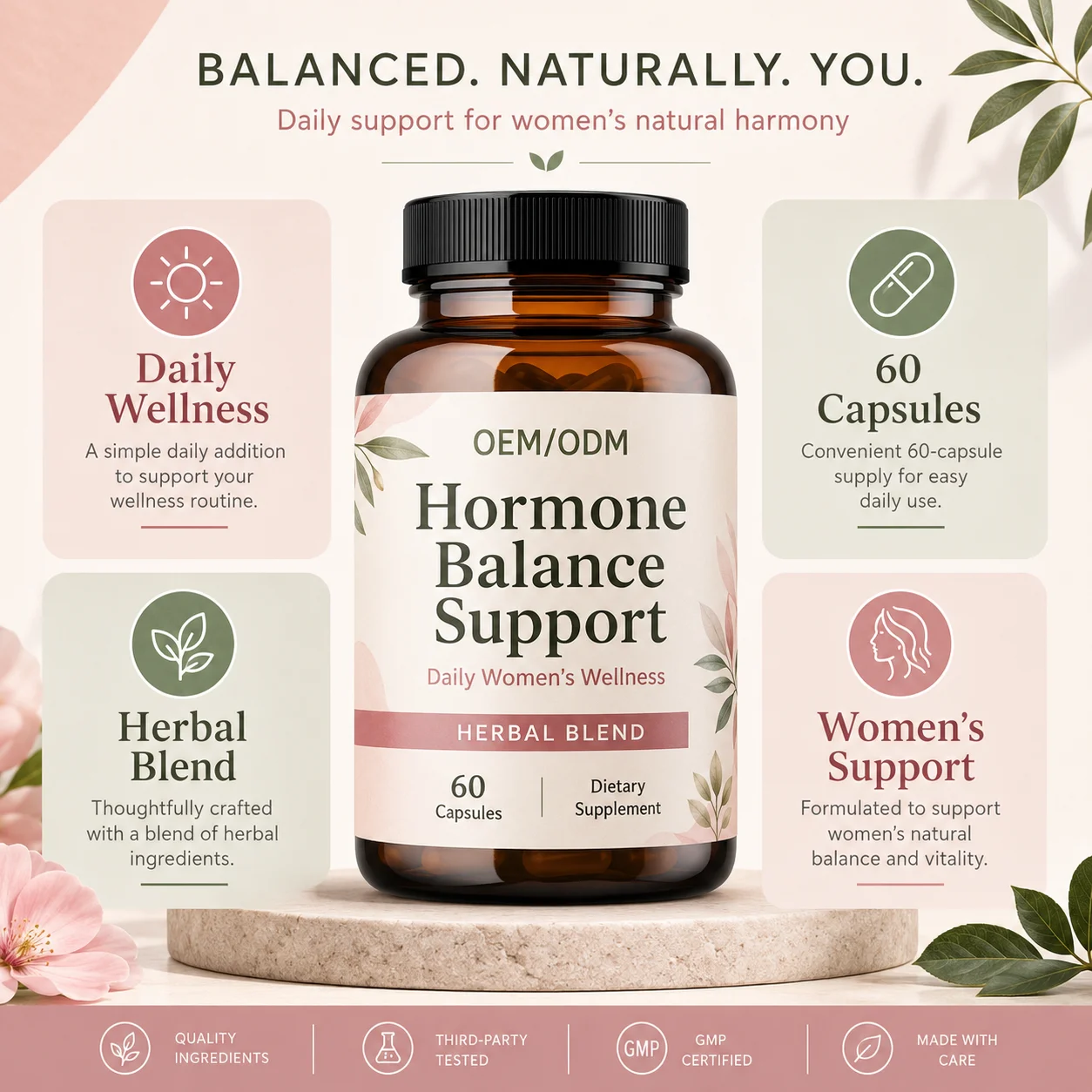 Greenpie OEM Private Label Natural Hormone Balance Capsules Adult Women Maintain Hormone PH Balance Capsules