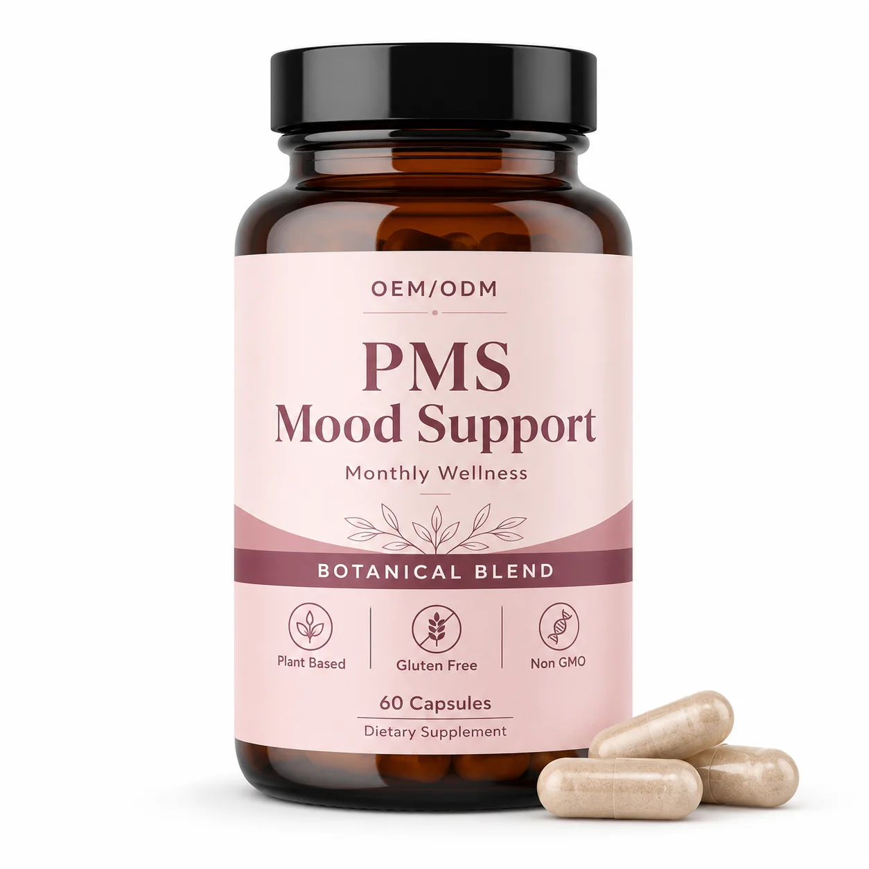 Greenpie OEM PMS Herbs Extracted Improve Menstrual Mood Provide Sleep Support Containing Vitamins PMS Mood Support Capsules