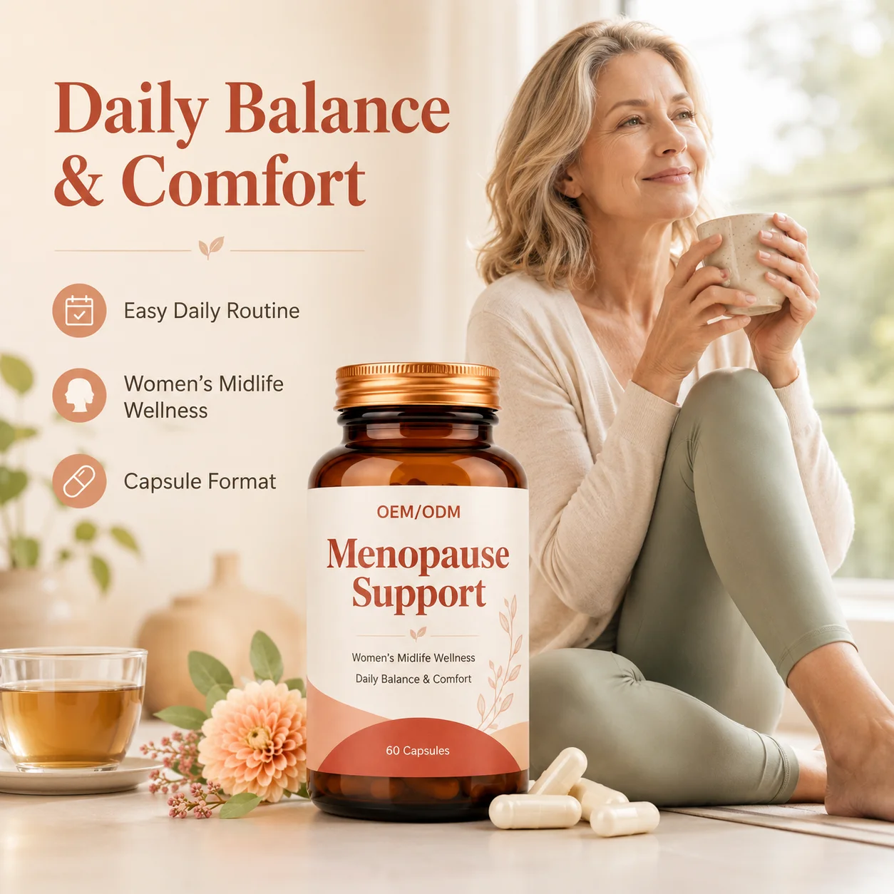 Greenpie OEM Menopause Herbal Supplements Hormonal Balance Women Female Hormone Balance Menopause Capsules