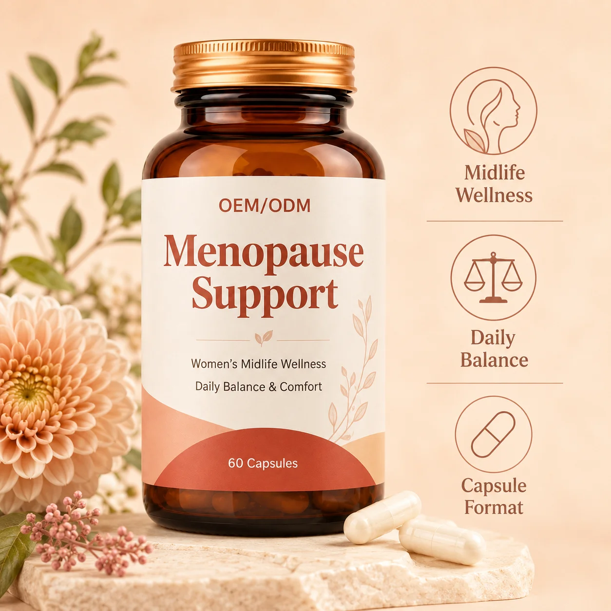 Greenpie OEM Menopause Herbal Supplements Hormonal Balance Women Female Hormone Balance Menopause Capsules