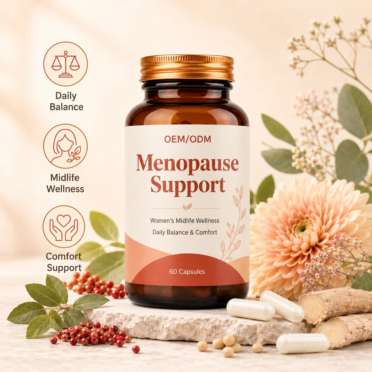 Greenpie OEM Menopause Herbal Supplements Hormonal Balance Women Female Hormone Balance Menopause Capsules