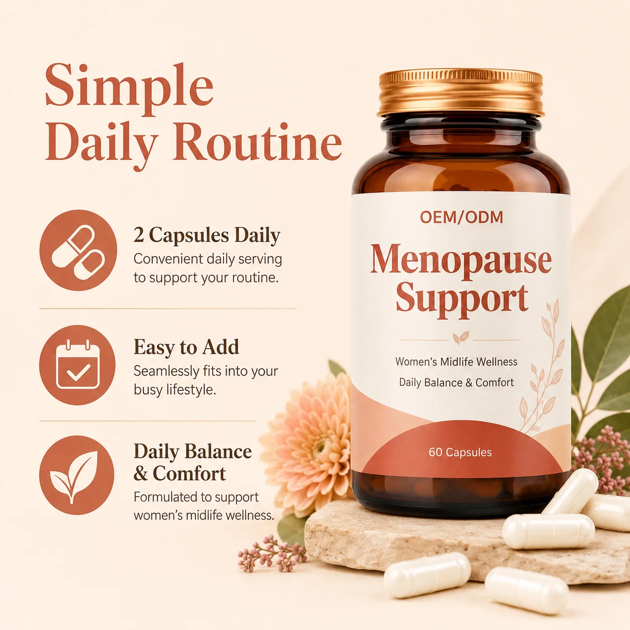 Greenpie OEM Menopause Herbal Supplements Hormonal Balance Women Female Hormone Balance Menopause Capsules