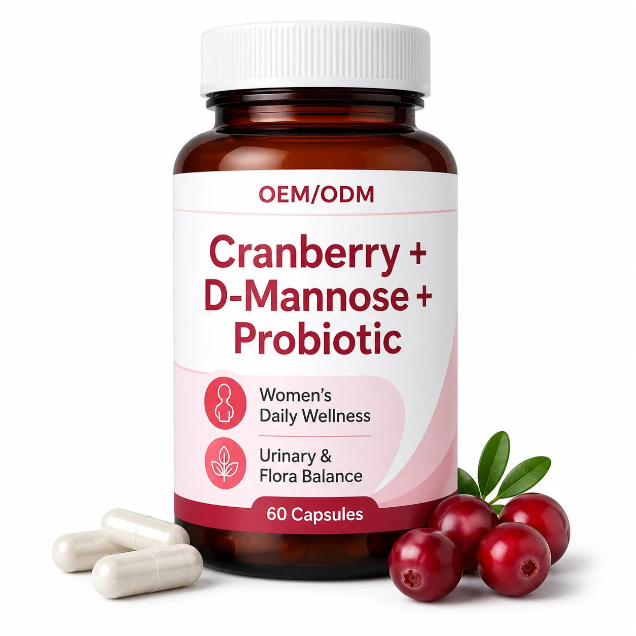 Greenpie OEM Vaginal Probiotic Capsules Cranberry Prebiotics D-Mannose Vitamin C Support Vaginal PH Health Capsules
