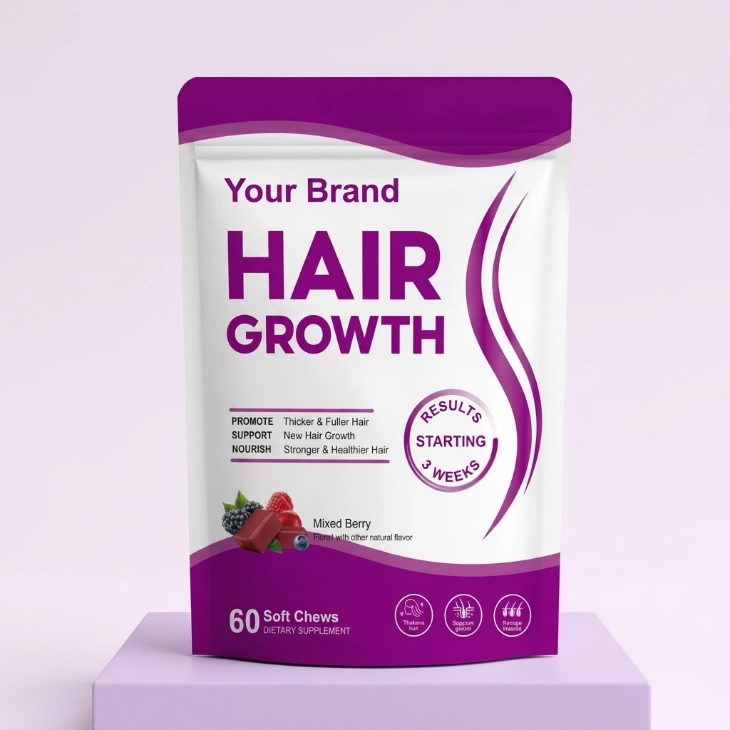 OEM ODM Private Label Nutritional Supplements New Hair Growth Gummies with Biotin Collagen Botanical Support Adult