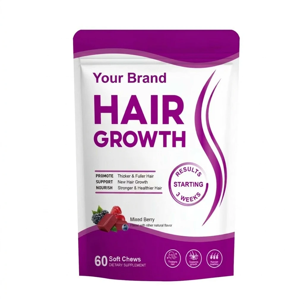 OEM ODM Private Label Nutritional Supplements New Hair Growth Gummies with Biotin Collagen Botanical Support Adult