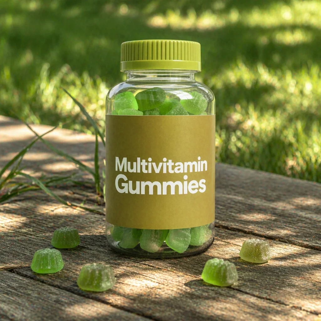 OEM ODM Customized Vegan Multivitamin Gummies Green Food Halal Gummy Candy Herbal Energy Supplement for Adult