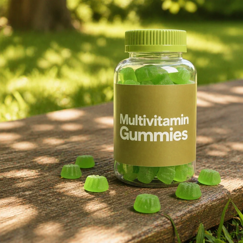 OEM ODM Customized Vegan Multivitamin Gummies Green Food Halal Gummy Candy Herbal Energy Supplement for Adult