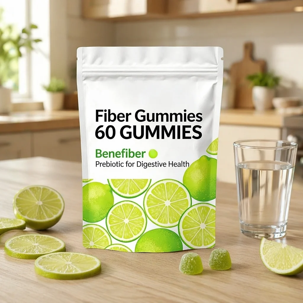 Wholesale Hot Style Fiber Gummies for Adult Kid Lime Flavor Green Gummy Prebiotic Supplements for Digestive Health