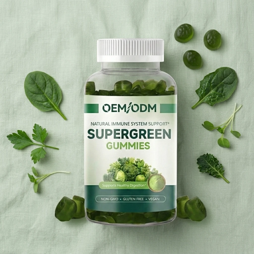 OEM ODM Private Label Vegan Fresh Vegetable Gummies Super Green Food Friendly Vitamins Gummy Healthy Supplement