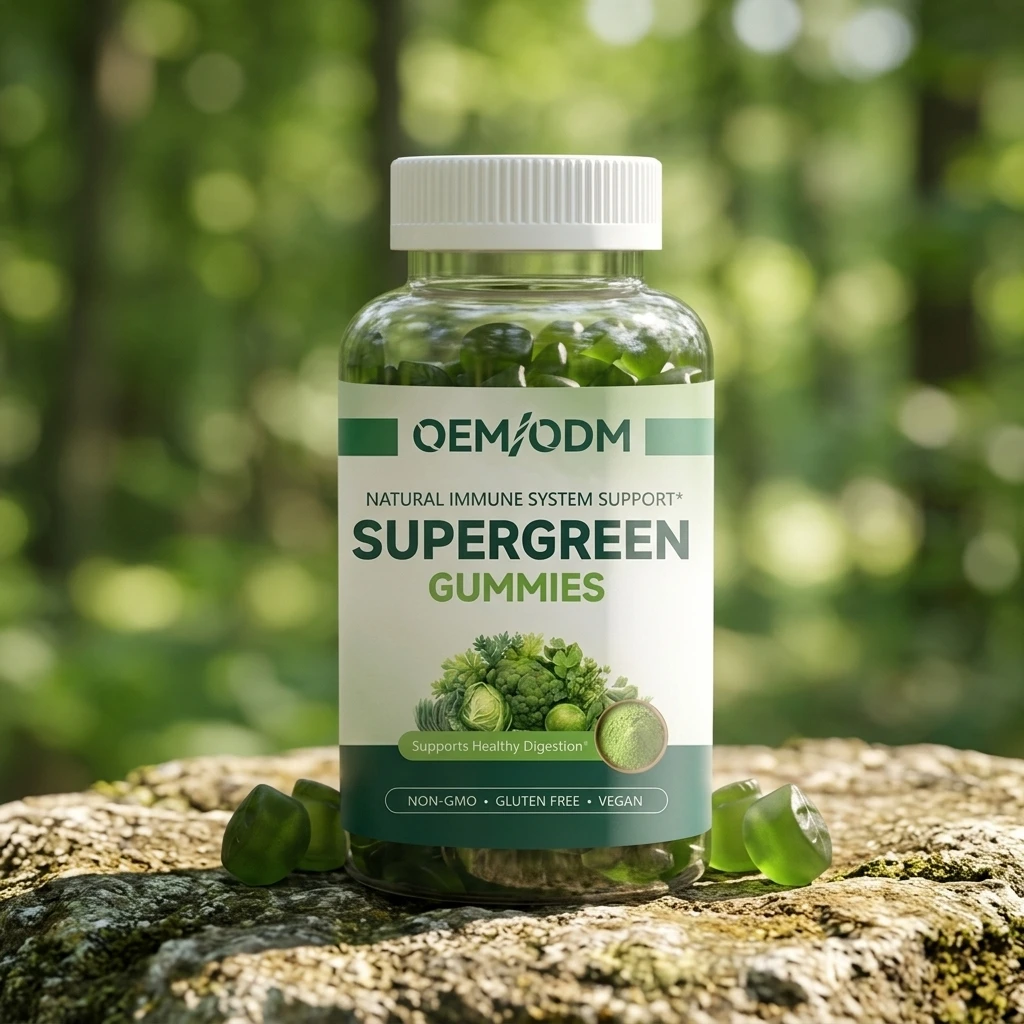 OEM ODM Private Label Vegan Fresh Vegetable Gummies Super Green Food Friendly Vitamins Gummy Healthy Supplement
