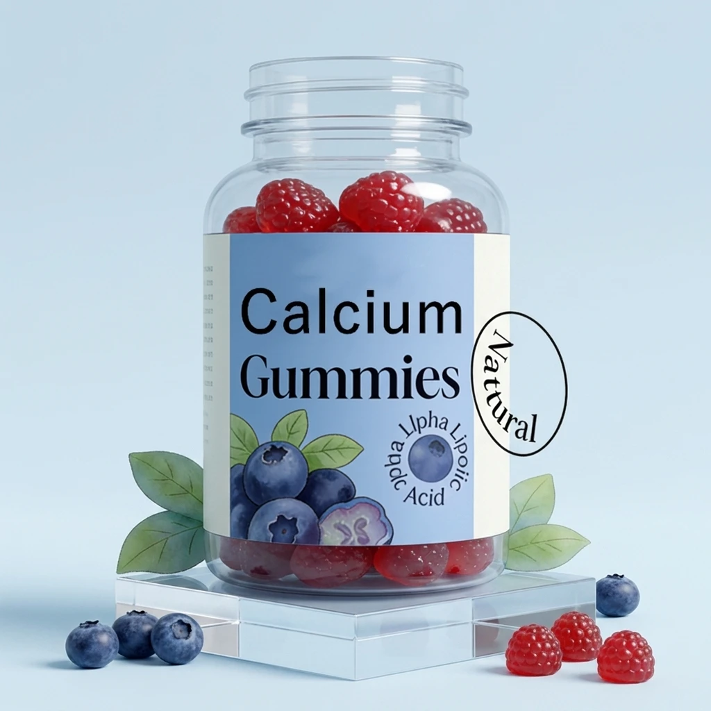 OEM&ODM Calcium Gummies with Vitamin Blueberry Flavor Gummy Candy Supplements for Men Women Private Label
