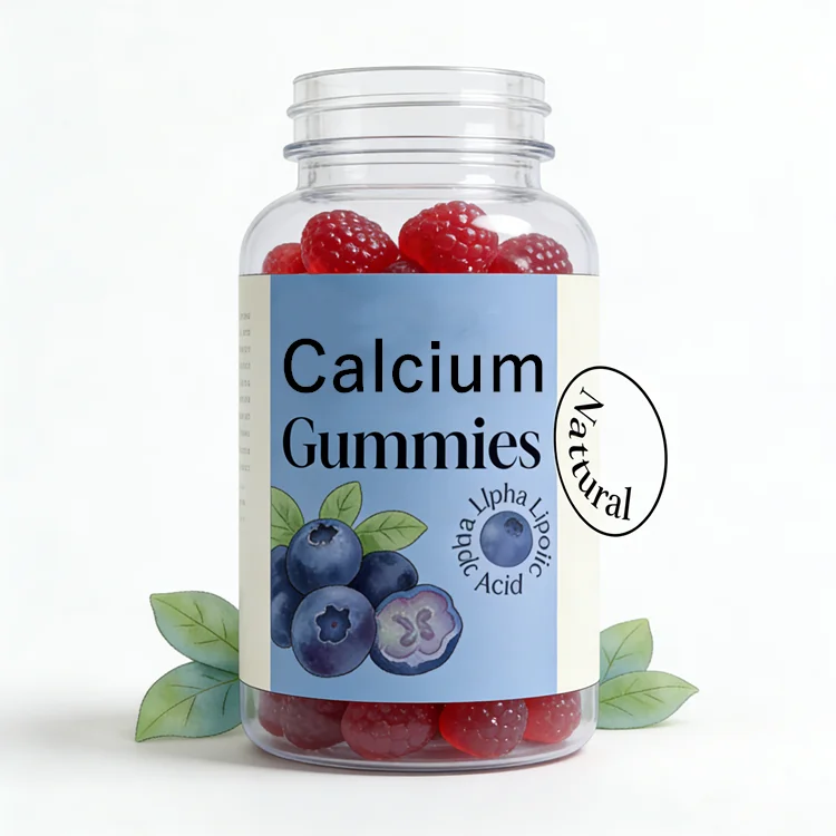 OEM&ODM Calcium Gummies with Vitamin Blueberry Flavor Gummy Candy Supplements for Men Women Private Label