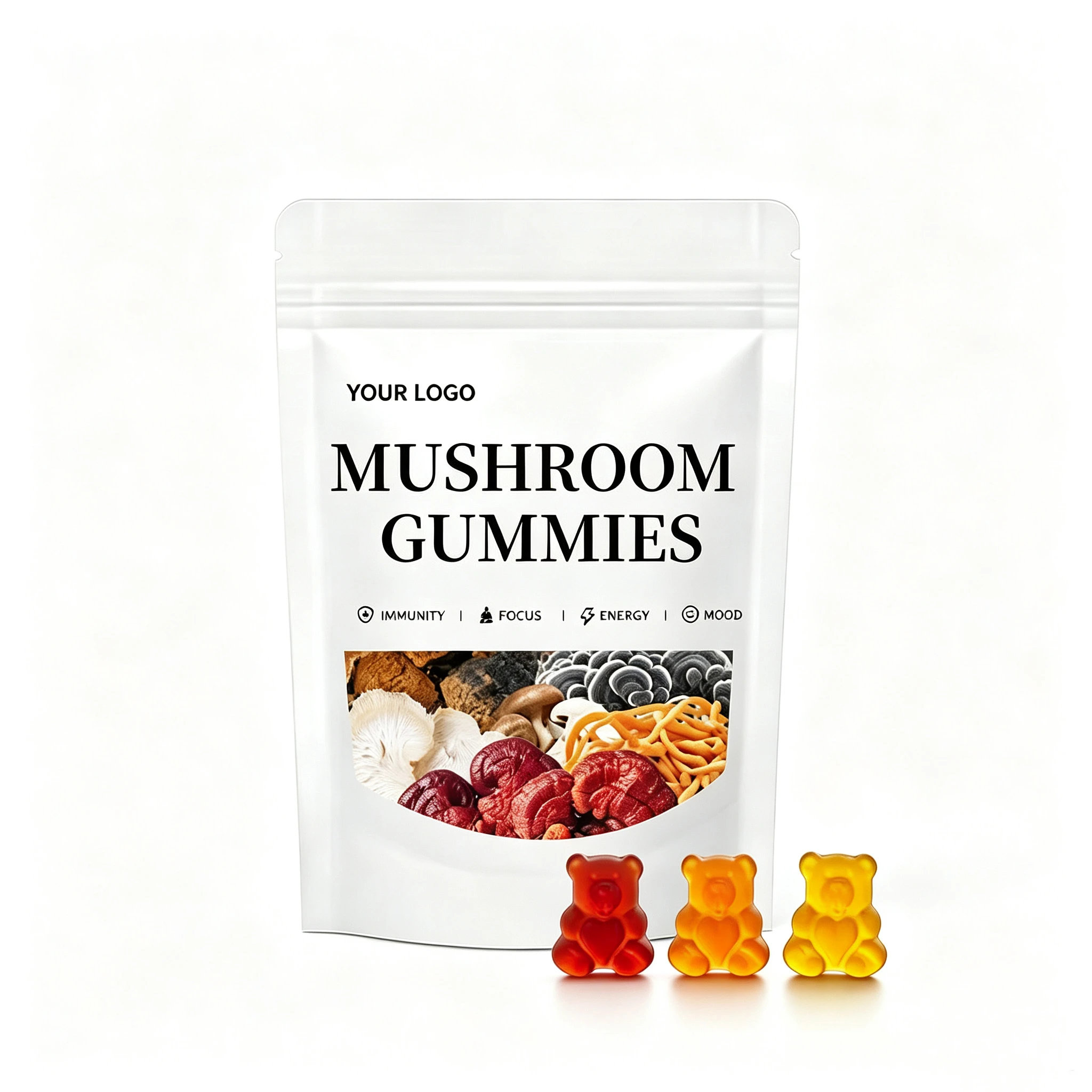 OEM ODM Private Label Mushroom Gummies Herbal Energy Supplement for Adult Vegan Sugar Free Gummy Support Energy Daily Candy Bulk