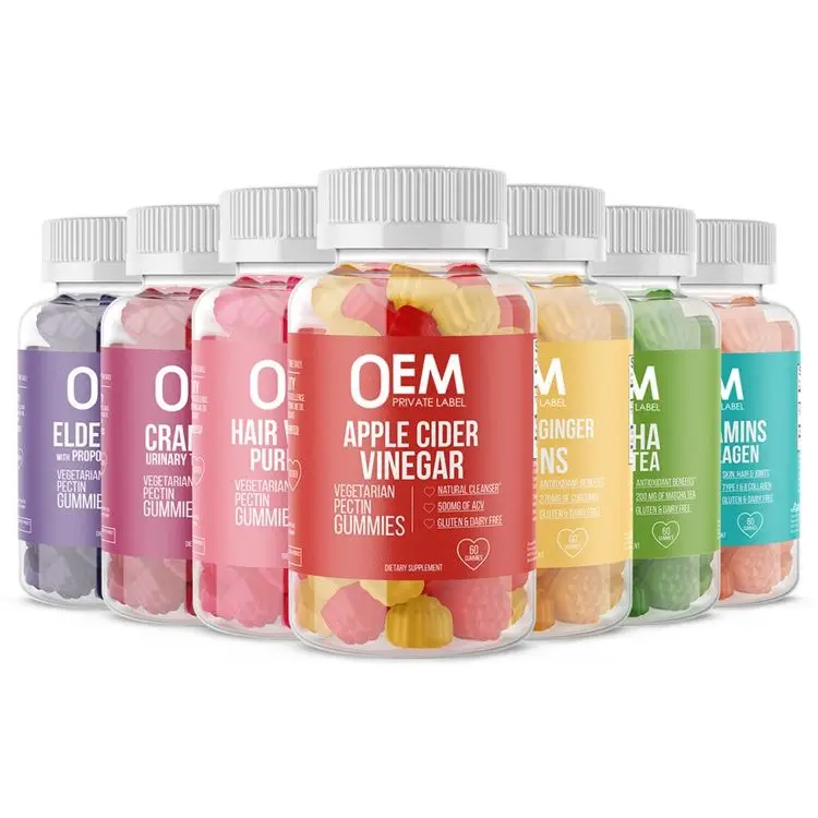 Private Label Apple Cider Vinegar Gummies Dietary Supplement Skin Hair Health Support Beauty Gummies with Biotin Vitamin