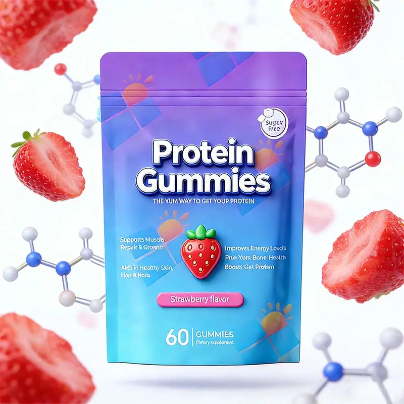 OEM Sugar Free Protein Gummies for Adult Muscle Repair & Growth Skin Hair Nail Health Supports Functional Food Gummies