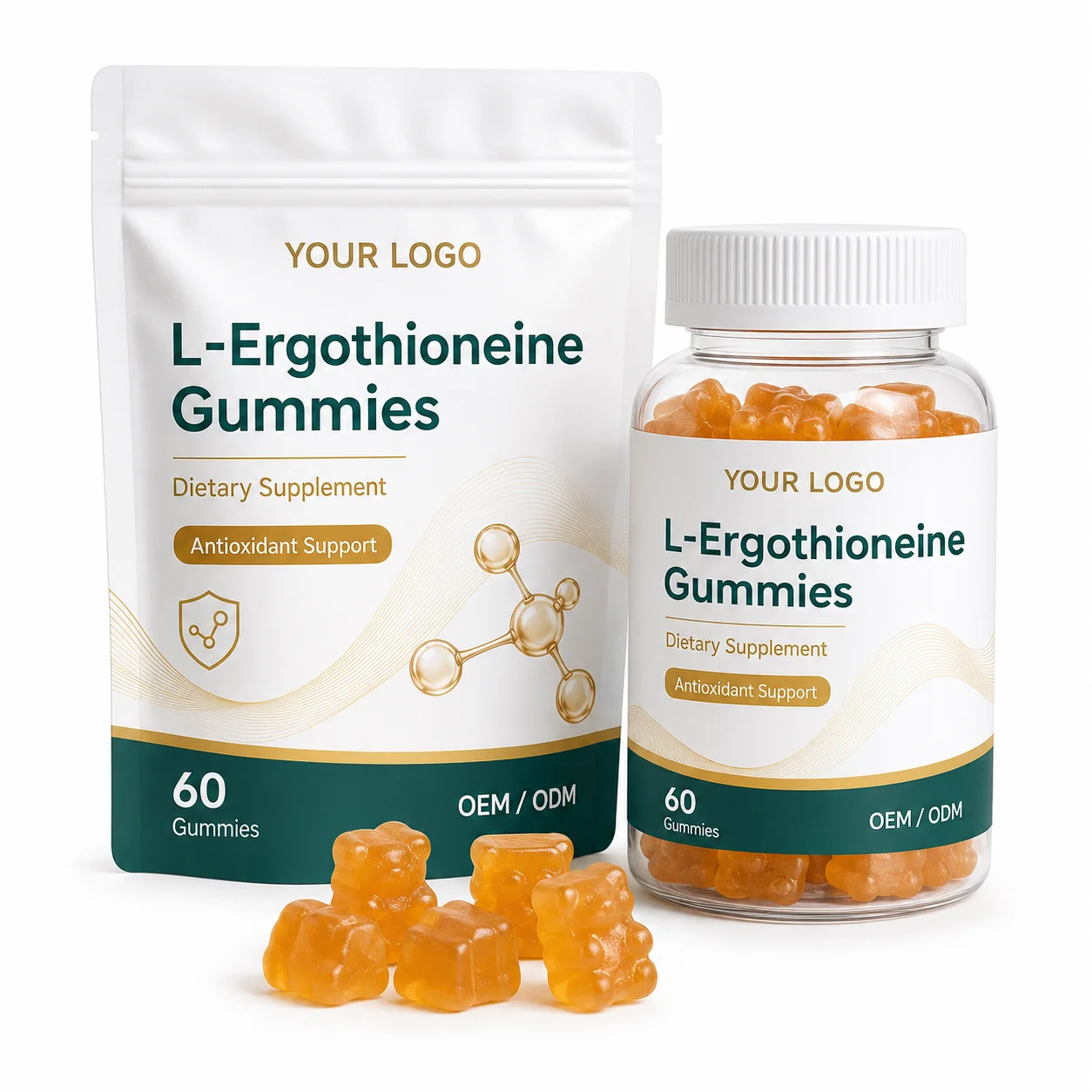 Custom Brand L-Ergothioneine Gummies 60 Count Beauty Skin Hair Nails Antioxidant Supplement for Adult