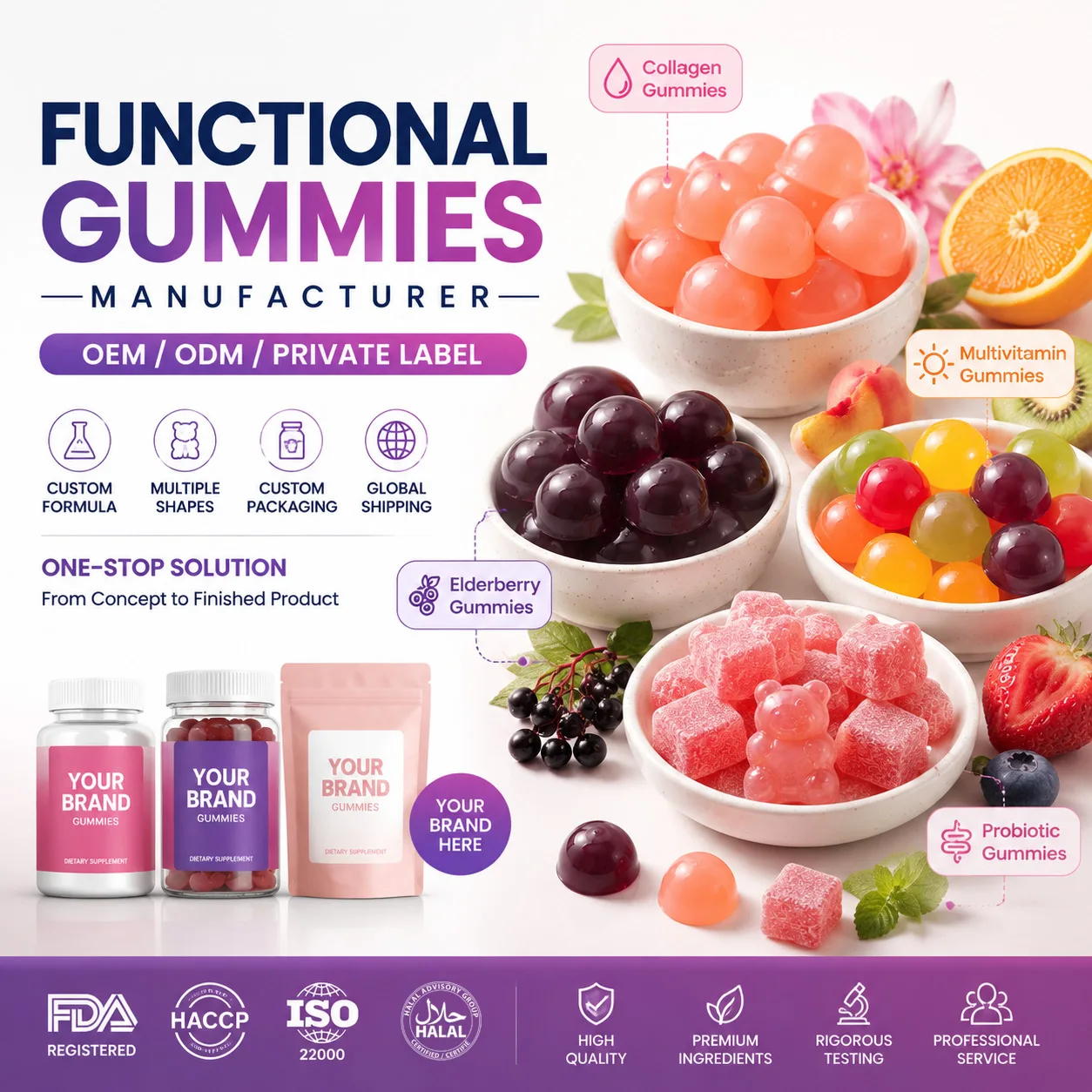 Custom Brand L-Ergothioneine Gummies 60 Count Beauty Skin Hair Nails Antioxidant Supplement for Adult