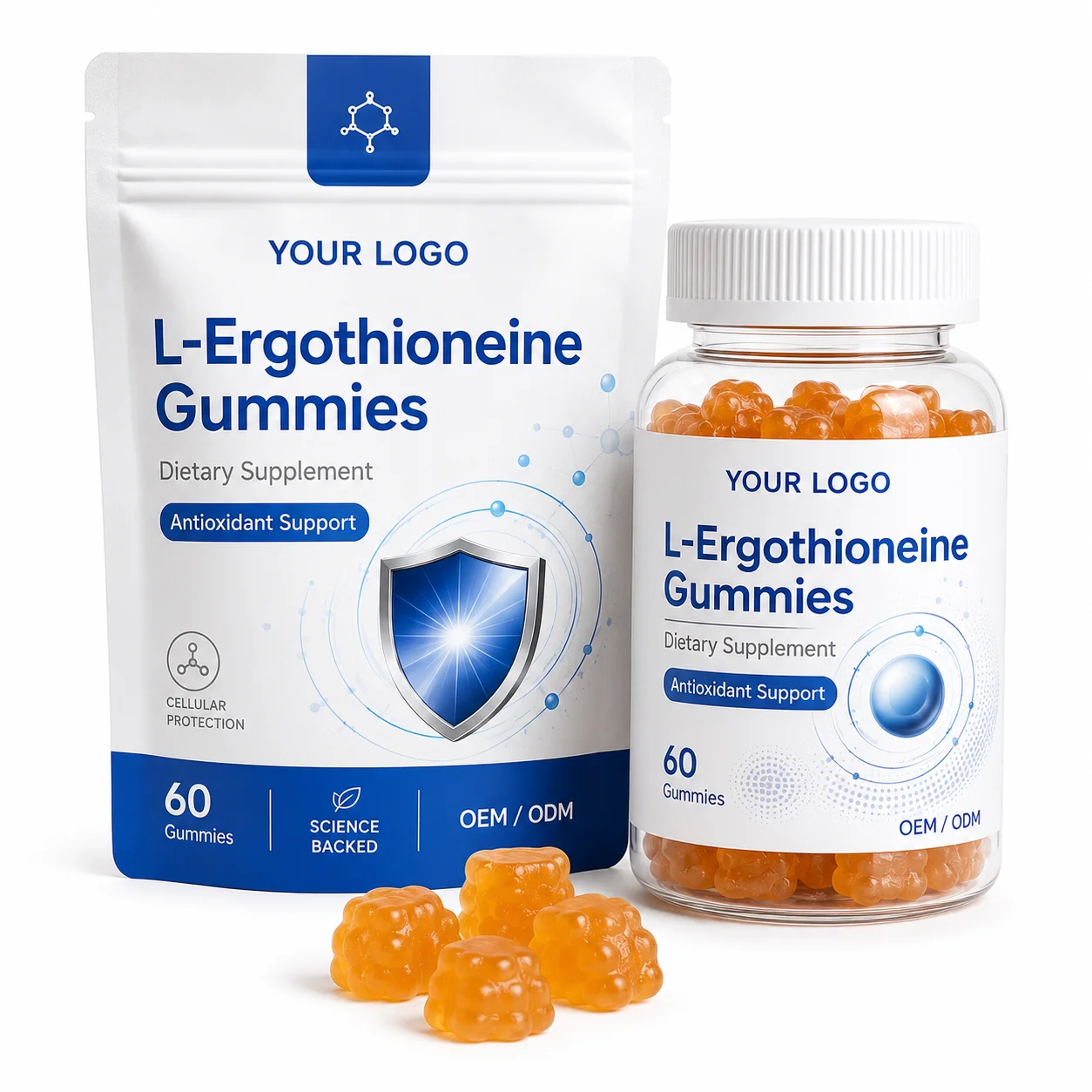 OEM ODM L-Ergothioneine Gummies Dietary Supplement Health Sugar Free Gummy Custom Formula and Packaging