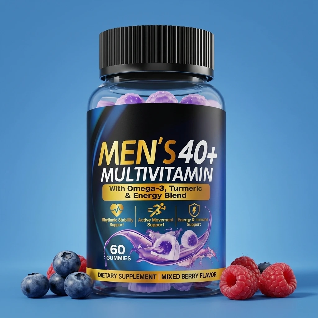 Men's 40+ Multivitamin Gummies Mixed Berry Flavor Energy Support OEM