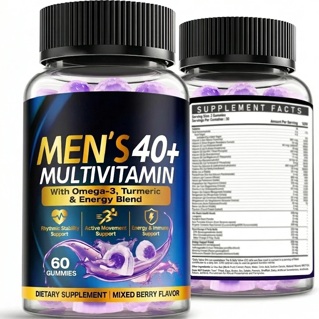 Men's 40+ Multivitamin Gummies Mixed Berry Flavor Energy Support OEM