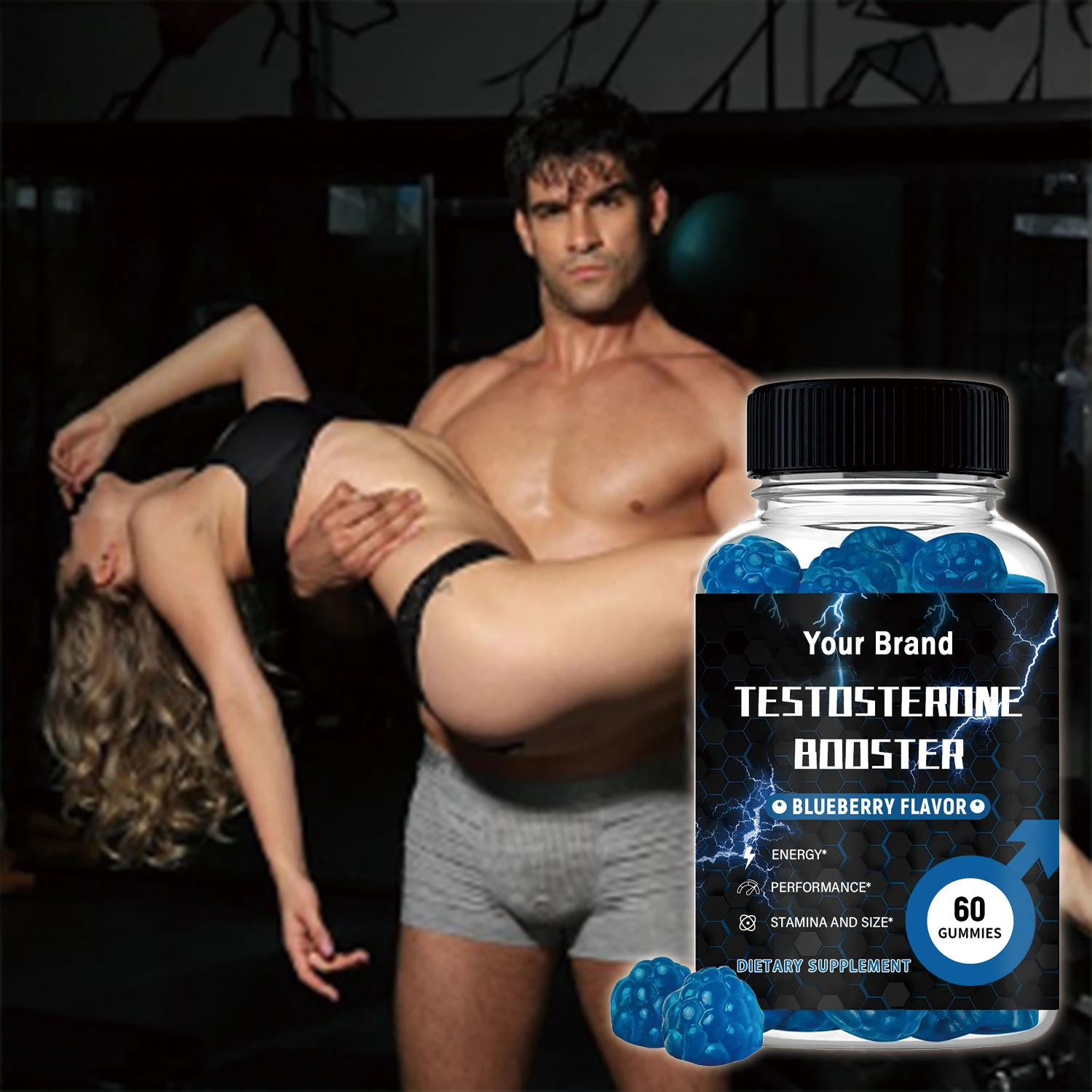 Private Label Male Vitality Supplement Testosterone-Booster Gummies Performance Support Endurance Strength Support Maca Gummies