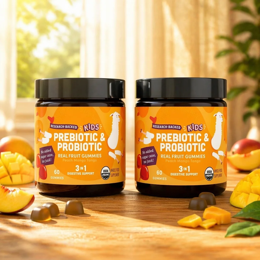 Wholesale Hot Style Prebiotic&Probiotic Kid Gummies mango Peach Flavor Healthy Gummies Vitamins and Supplements