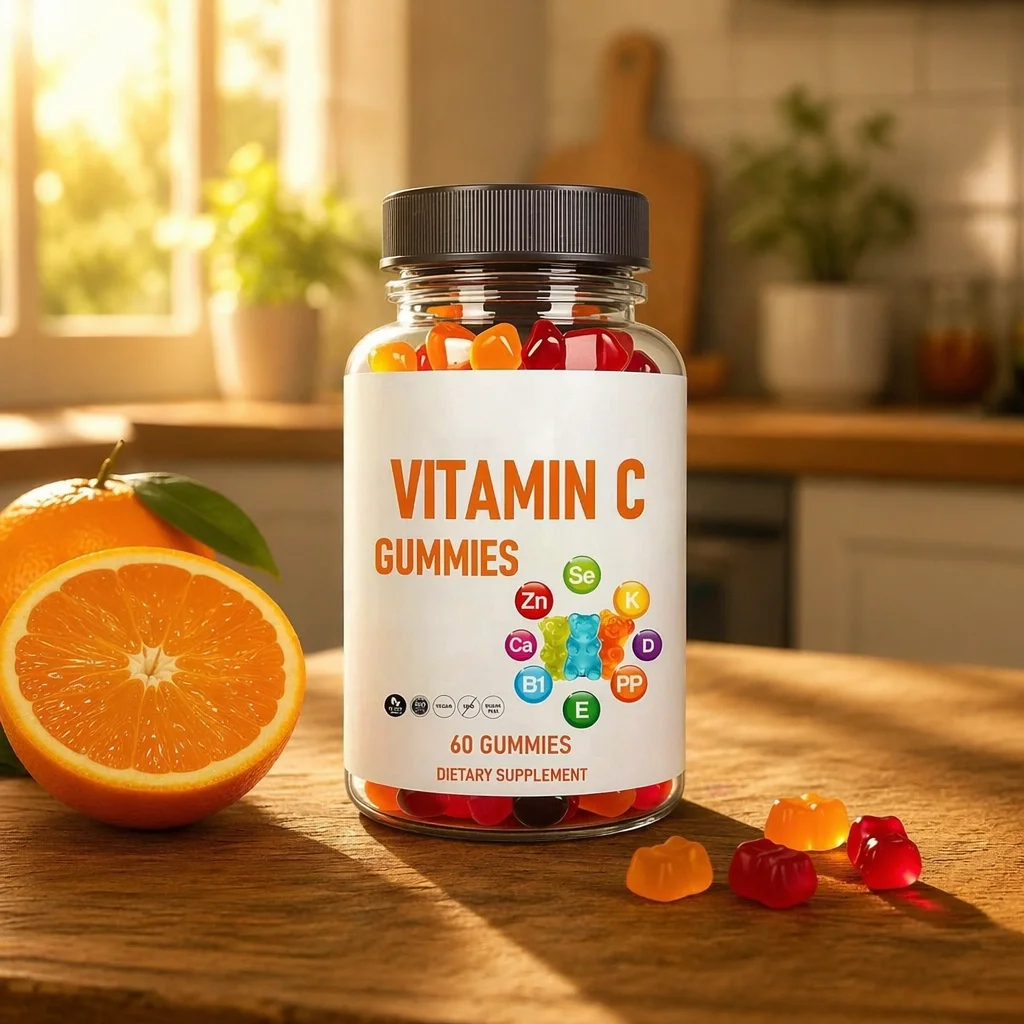 OEM Vegen Vitamin C Gummies for Kid Adult Fruit Flavor Halal Gummy Candy Other Healthcare Supplement Private Label