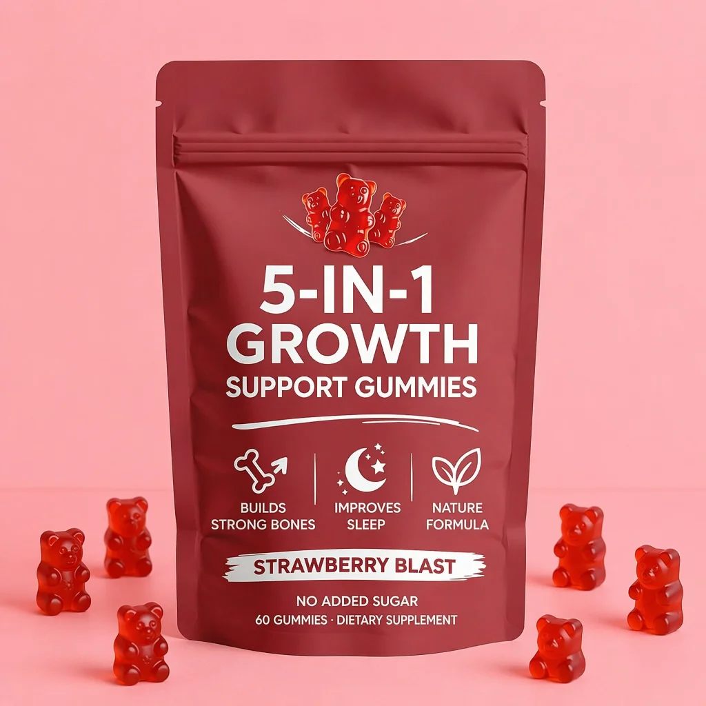 OEM Customizable Shaping Gummies Nature Formula Fruit Flavor Growth Gummies for Kid Natural Energy Supplement